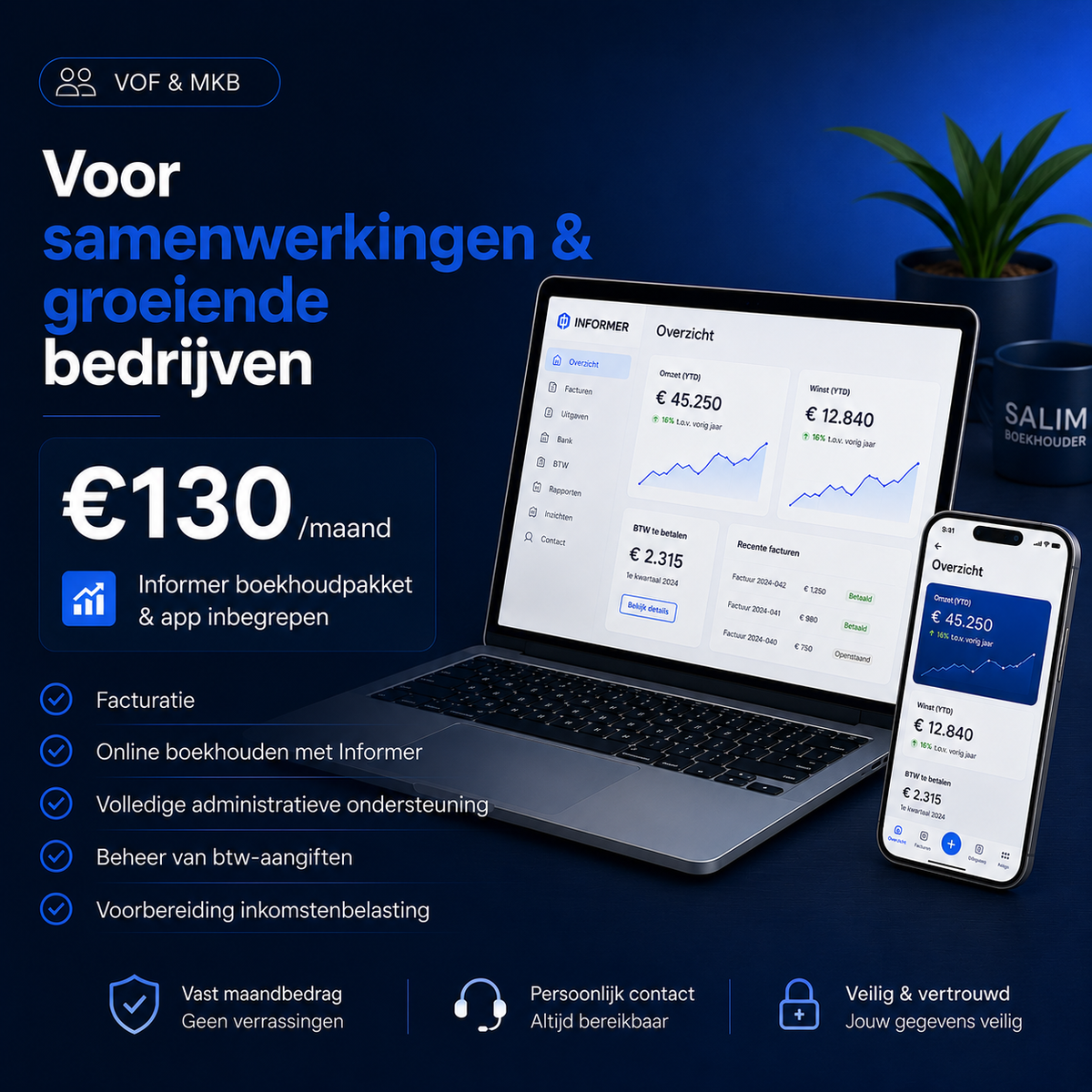 VOF & MKB – Boekhouding €130/maand
