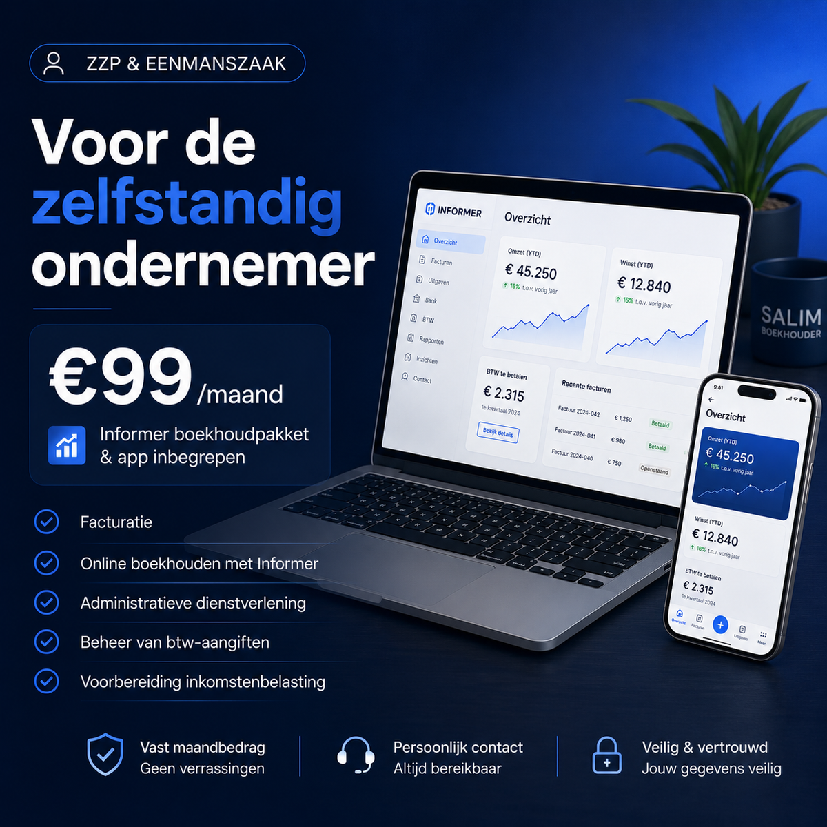 ZZP & eenmanszaak – Boekhouding €99/maand